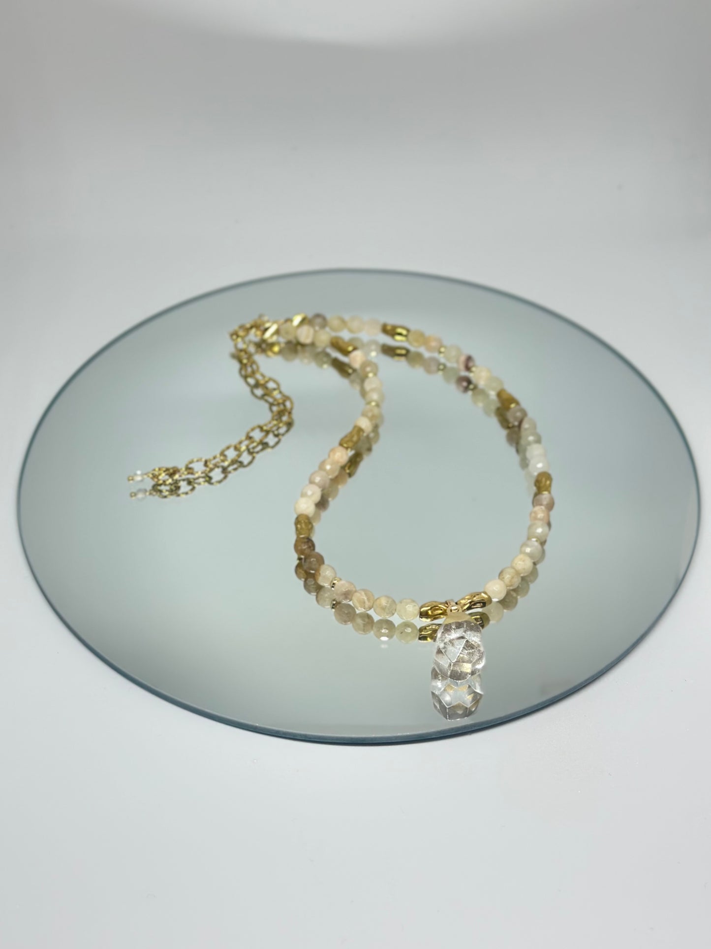 Collier harmonie – Pierre de lune Navajo et Cristal - Intuition douce et clarté vibrante