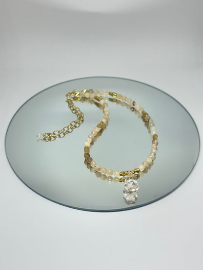 Collier harmonie – Pierre de lune Navajo et Cristal - Intuition douce et clarté vibrante