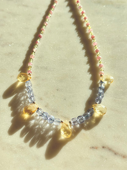 Collier Topaze, Citrine, Tourmaline & Apatite — Rayonnement personnel et expression alignée