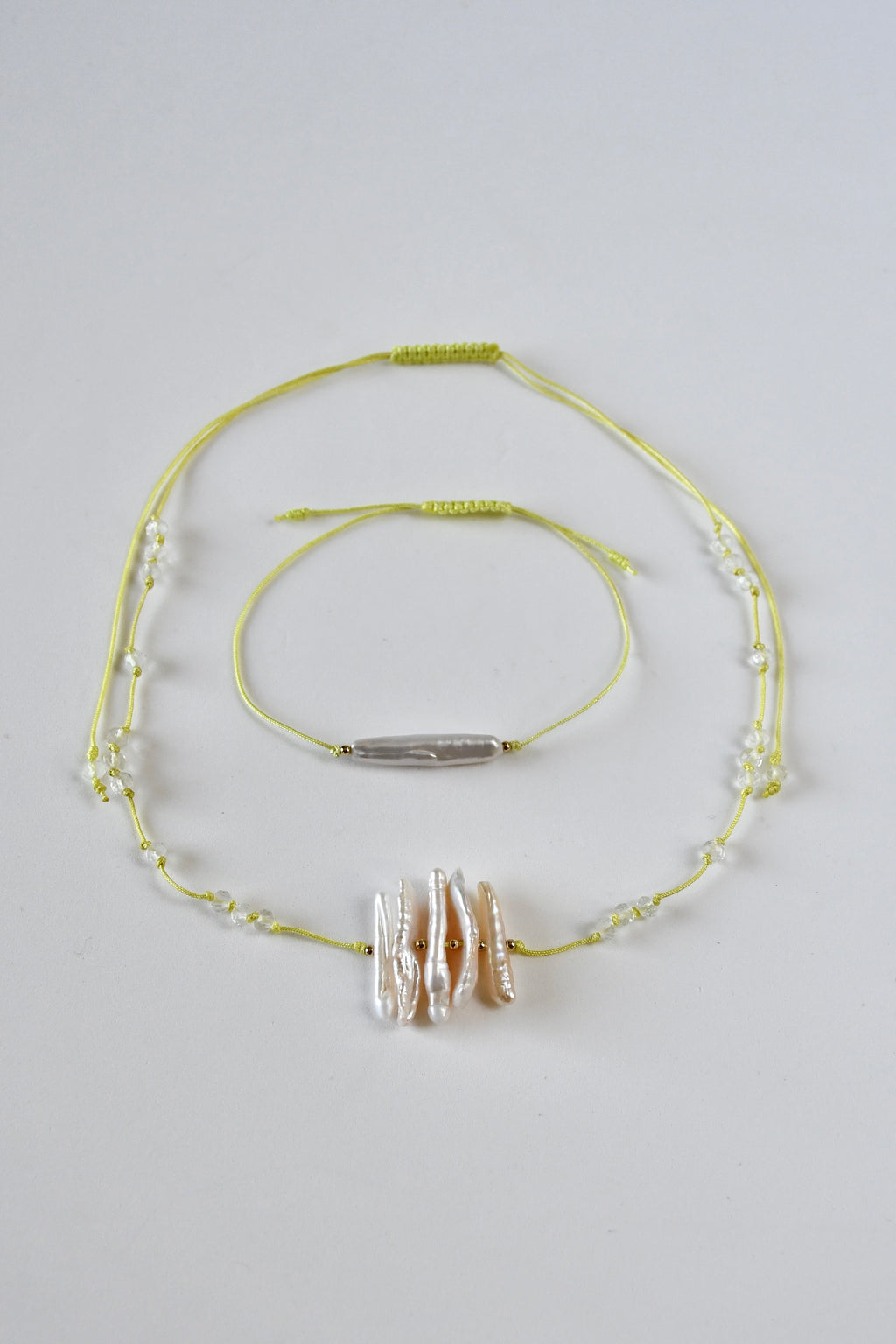Süßwasserperlen-Set Halskette + Armband