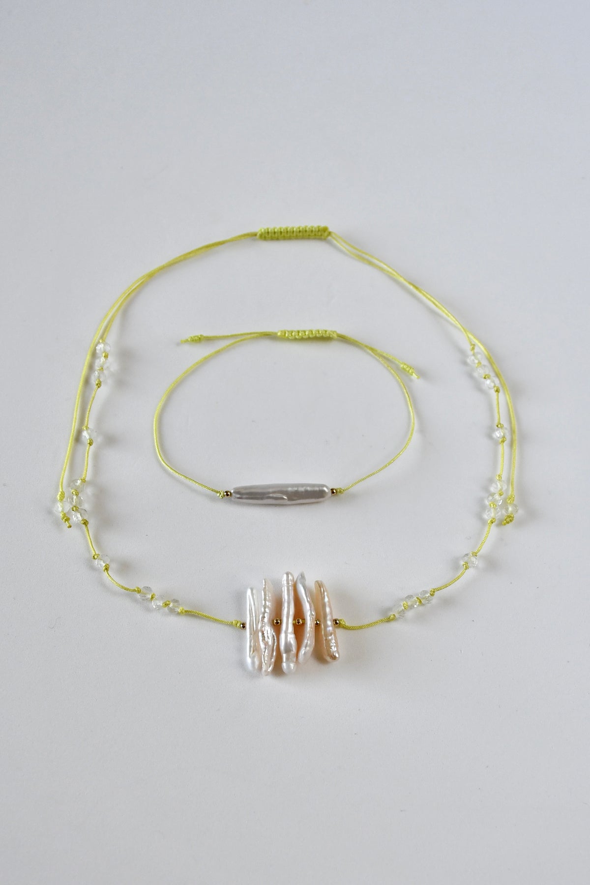 Süßwasserperlen-Set Halskette + Armband