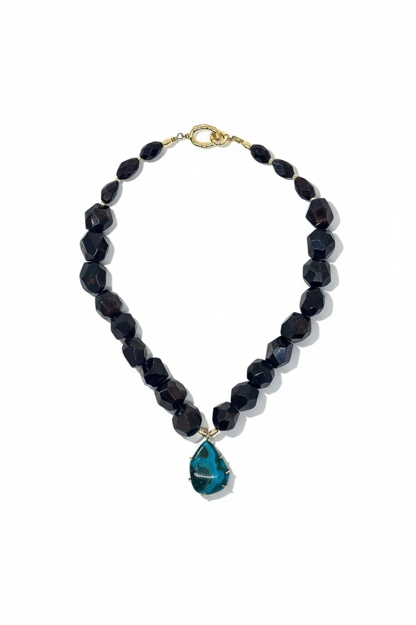Collier Grenat & Chrysocolle/Malachite