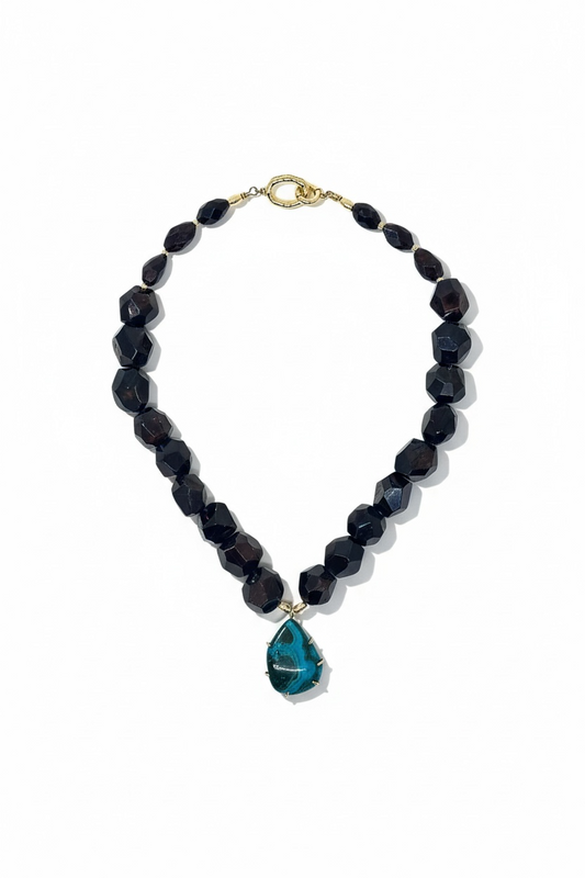 Collier Grenat & Chrysocolle/Malachite