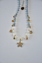 Collier Charms, Sélénite & Angelite   — Le souffle du ciel