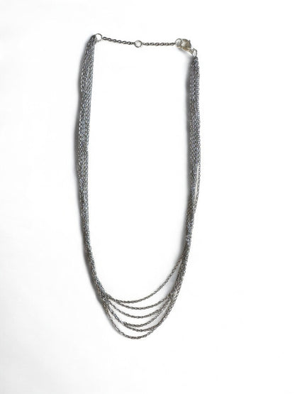Collier rangs multiple acier argenté