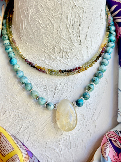 Collier Citrine & Hémimorphite — Vitalité joyeuse et clarté intérieure