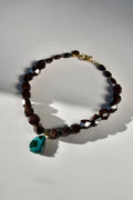 Collier iconique Grenat & Chrysocolle/Malachite