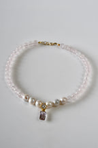 Collana Ametrino, Quarzo rosa e Perle d'acqua dolce