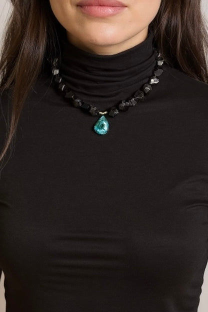 Collier Grenat & Chrysocolle/Malachite