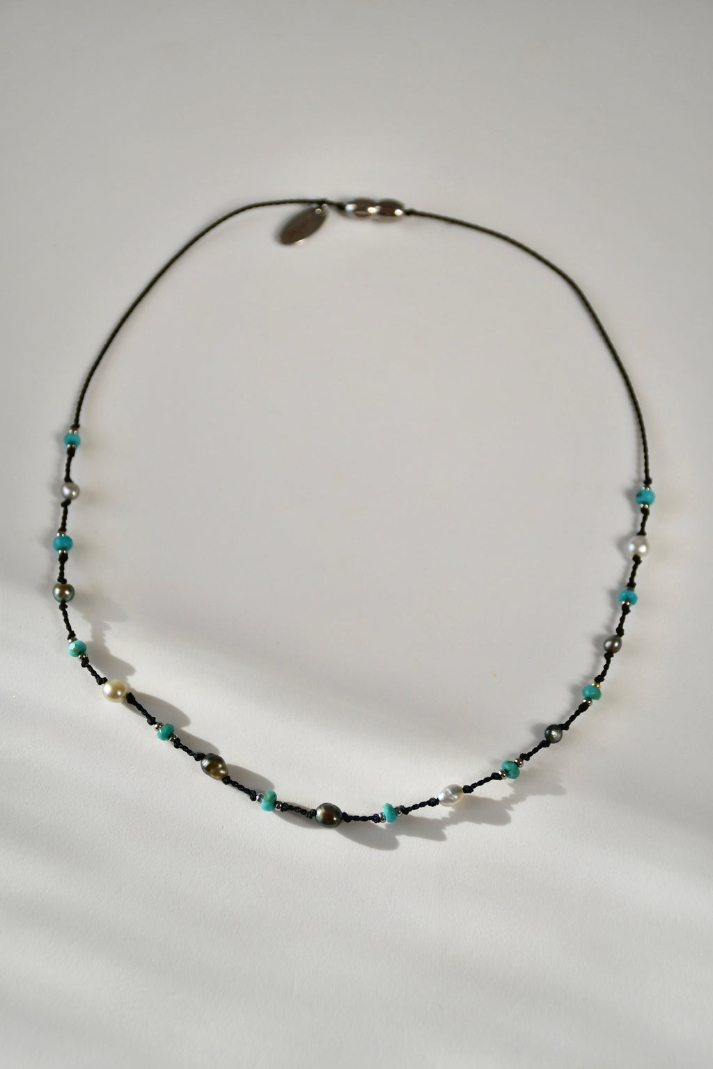Collier Keishi & Turquoise sur soie