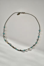 Collier Keishi & Turquoise sur soie