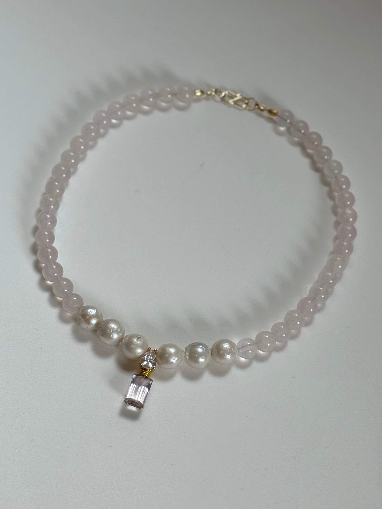 Collier Amétrine, Quartz rose & Perles d’eau douce