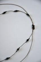 Collier coulissant Obsidienne & Pyrite