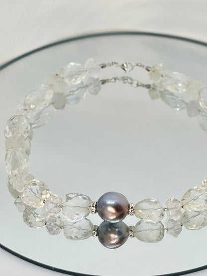 Collier Perle de Tahiti & Cristal de Roche