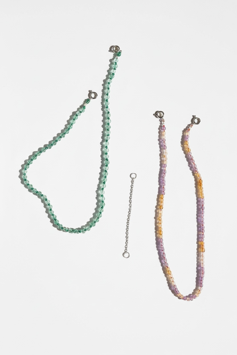 Colliers Améthyste/Citrine & Cristal de roche sur soie – Clarté intérieure & lumière consciente