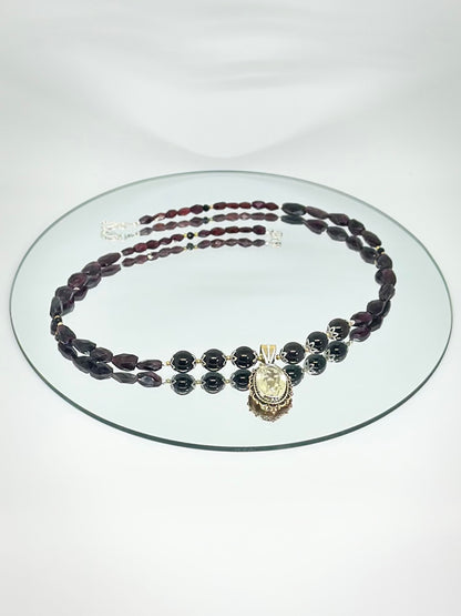 Collier Grenat & Quartz citron