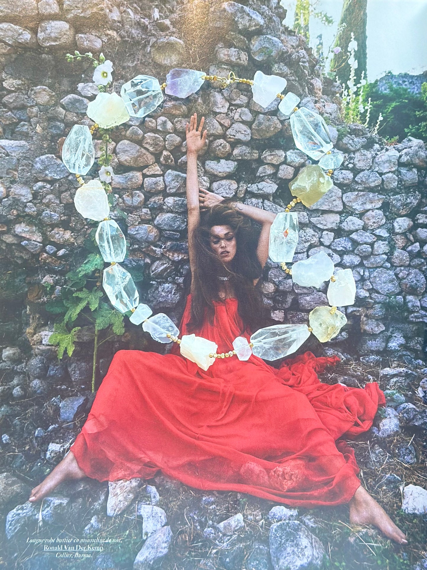 Collier multi Quartz & pendentif Quartz jaune