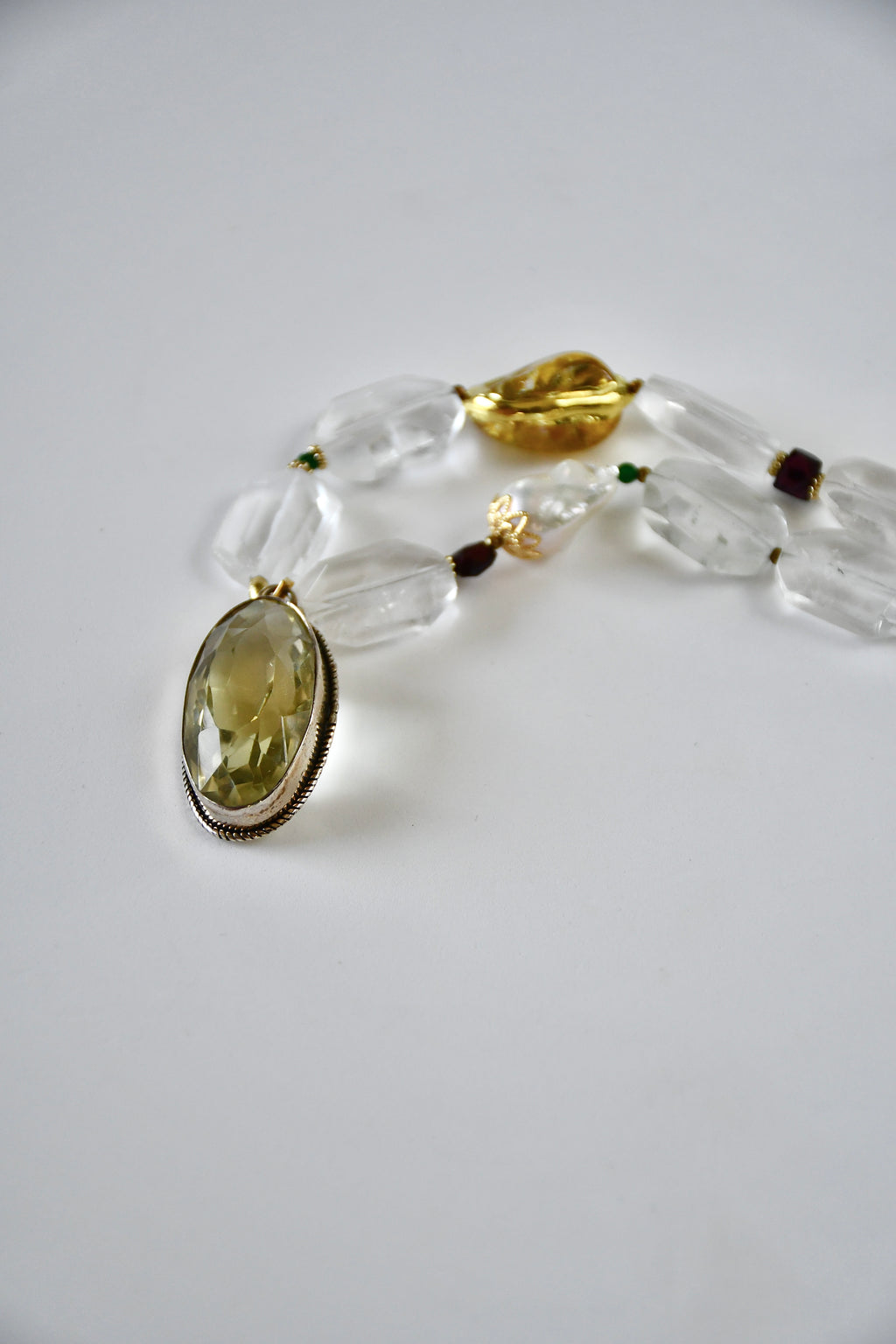 Collier Cristal de roche & Quartz citron