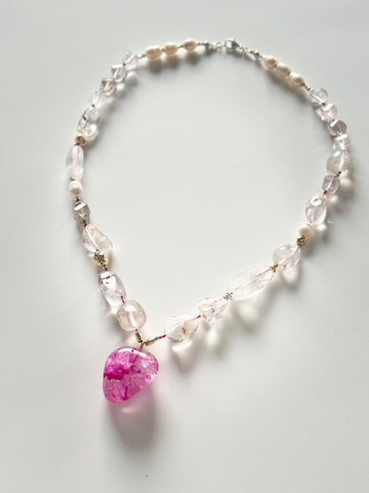 Collier Quartz hematoïde & Perles d’eau douce