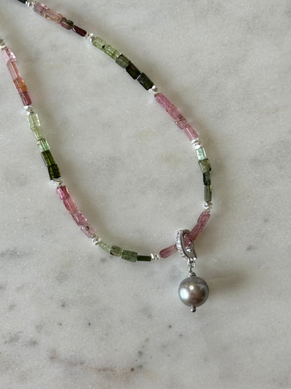 Collier Tourmaline & Perle de Tahiti — Le mystère électrique