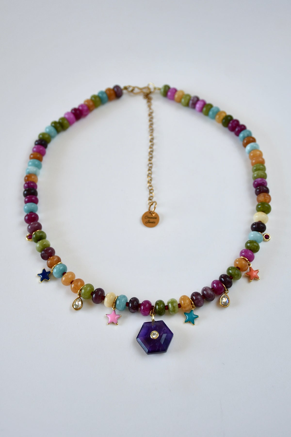Collier Charms Jade & Améthyste — La sagesse du cœur éveillé
