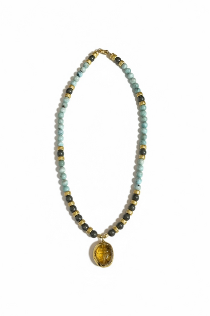 Collier Larimar & Pyrite