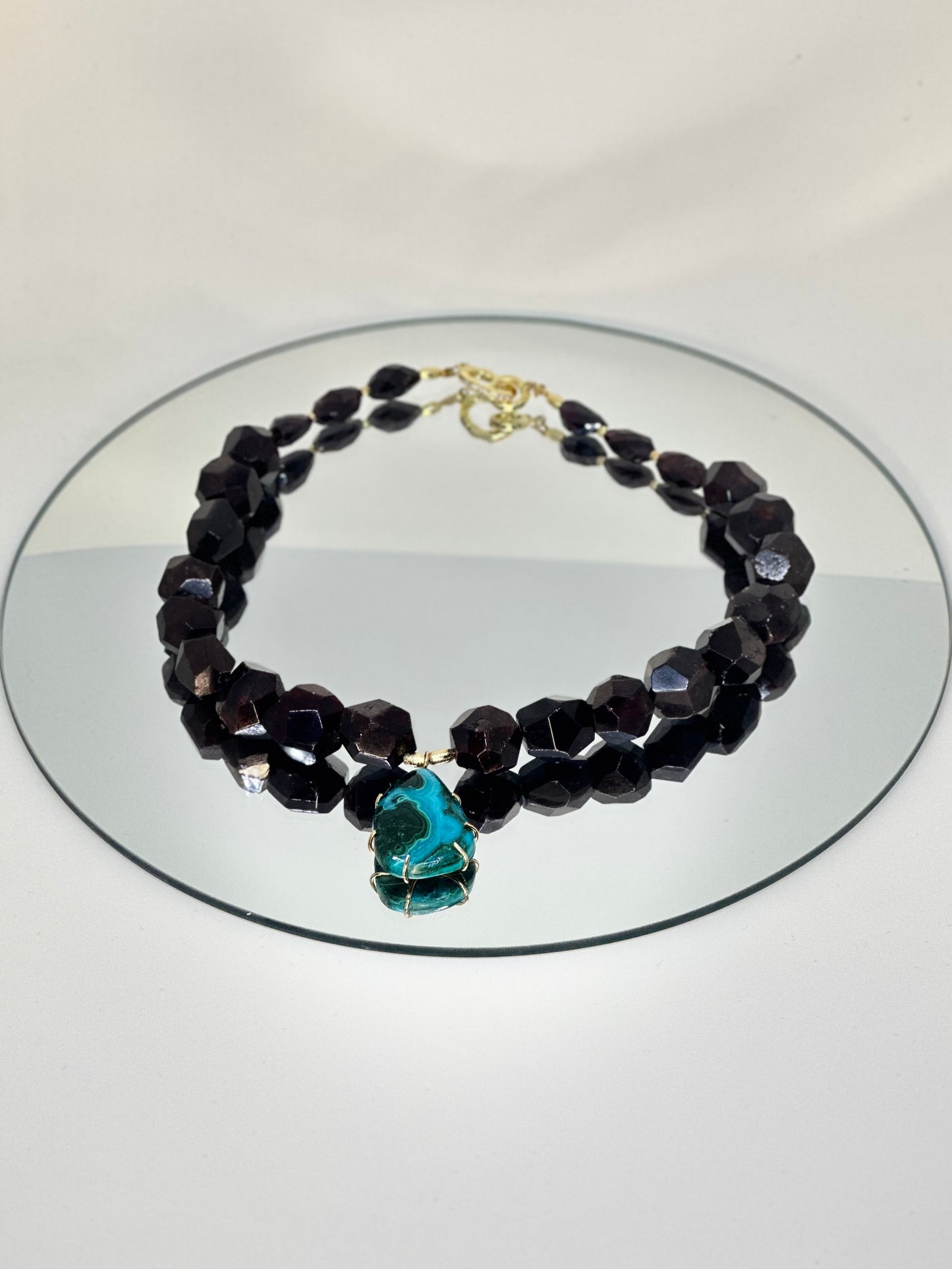 Collier Grenat & Chrysocolle/Malachite