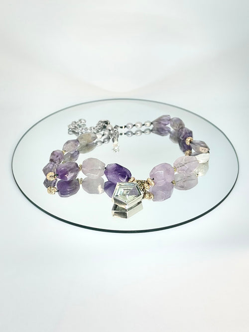 #134 Halskette Amethyst & Lava