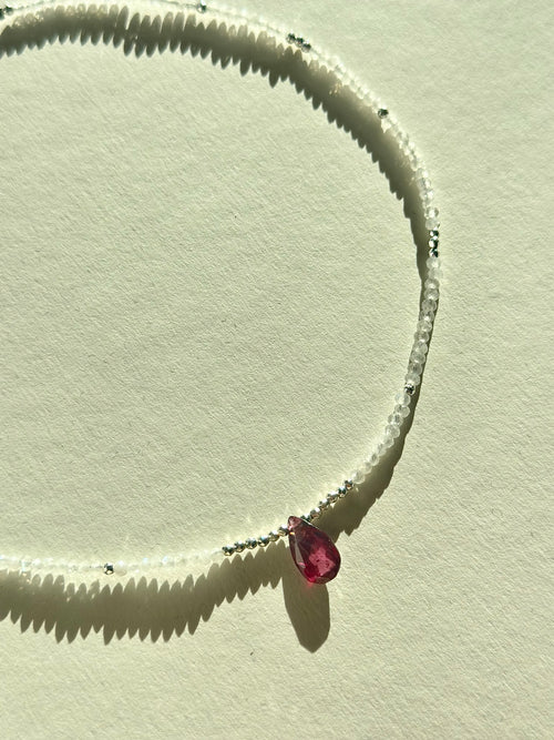 #164 Collier Pierre de Lune & Grenat