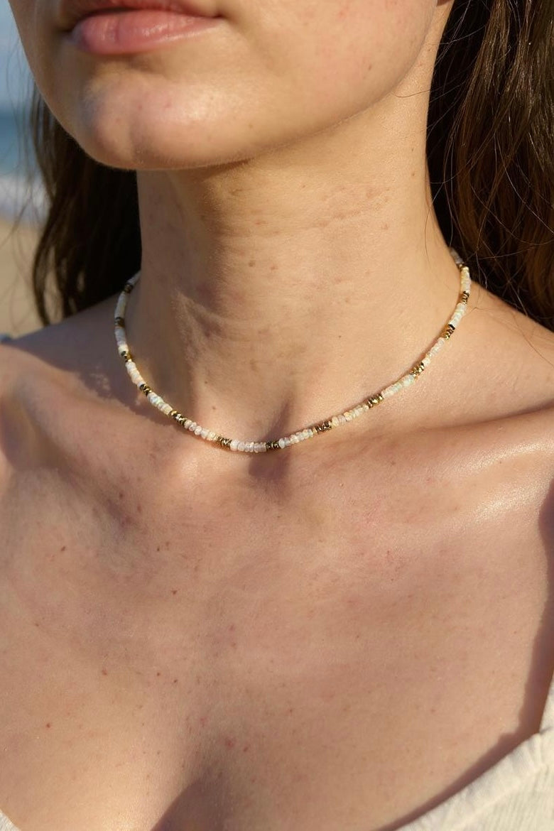 Collier Opale et Hématite - Ancrage lumineux