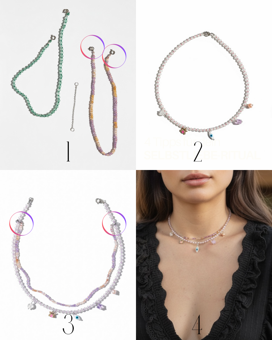 Colliers Améthyste/Citrine & Cristal de roche sur soie – Clarté intérieure & lumière consciente