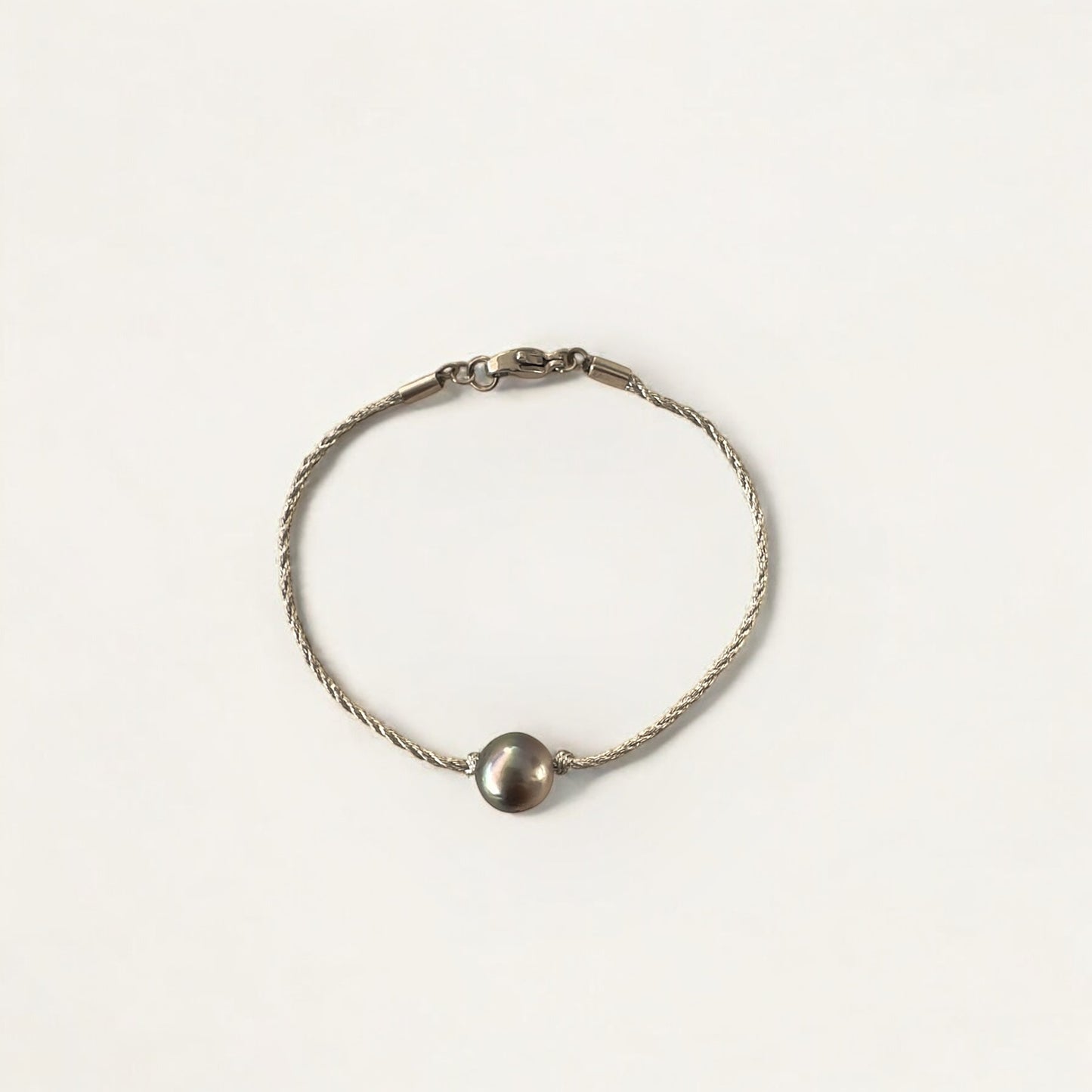 Bracelet perle de Tahiti cordon argenté