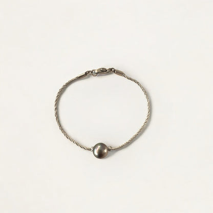 Bracelet perle de Tahiti cordon argenté