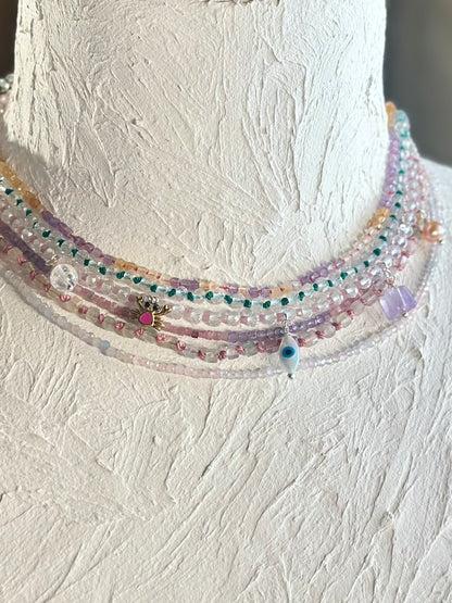 Colliers Améthyste/Citrine & Cristal de roche sur soie – Clarté intérieure & lumière consciente