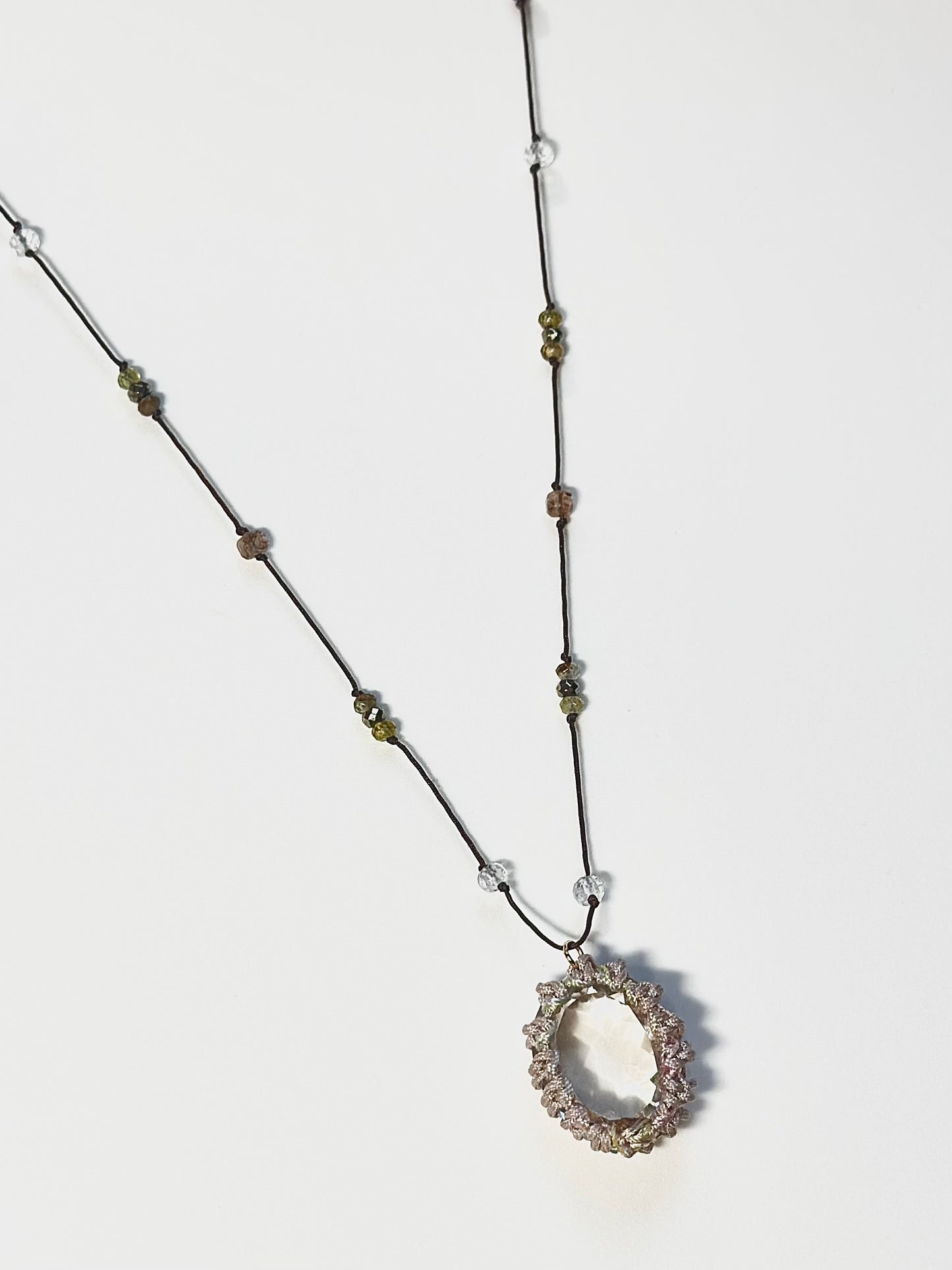 Collier Cristal, Rubis, Grenat, Pyrite