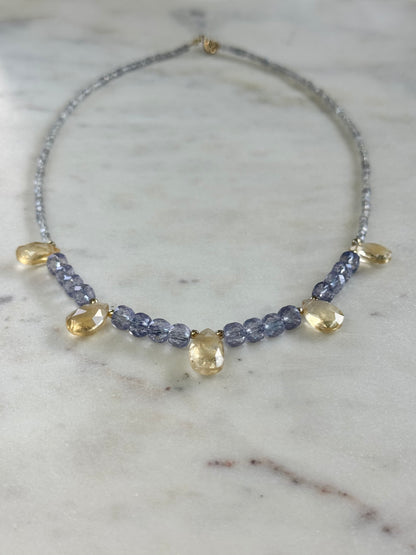 Collier Topaze, Citrine & Labradorite — La lumière qui protège