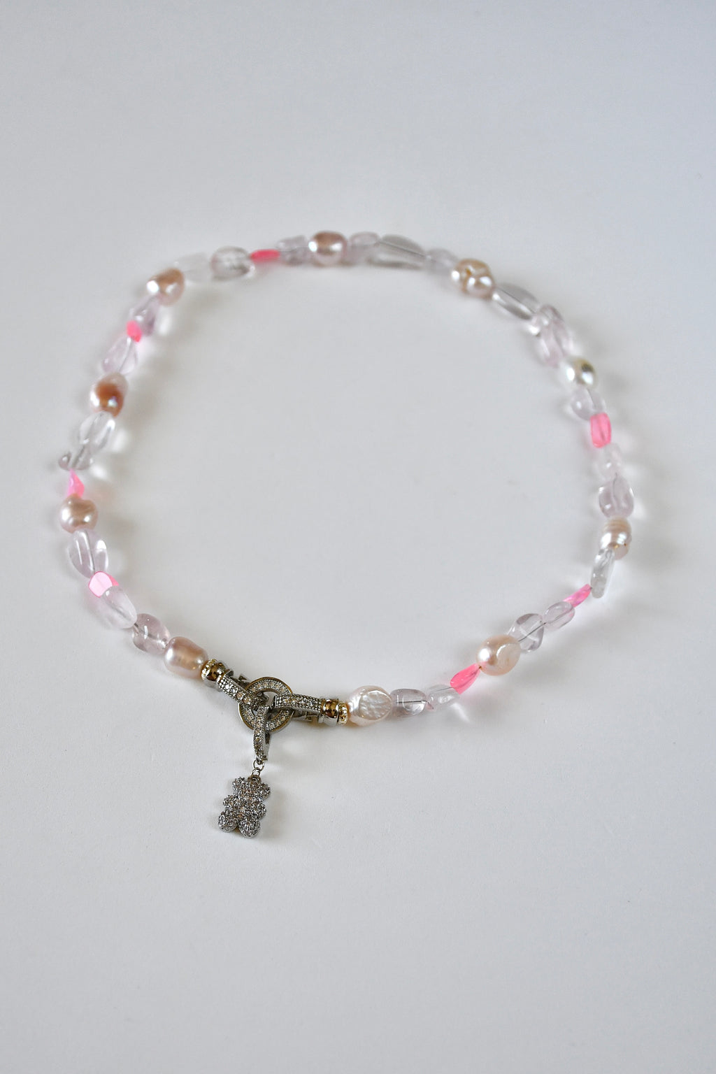 Collana Opale Etiopica, Quarzo Rosa e Perla d'acqua dolce — L'amore in luce