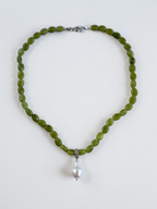 Collana Giada & Perla d'acqua dolce — Il cuore sereno