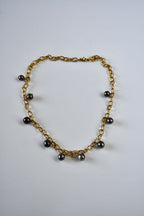 Collier 9 Perles de Tahiti en breloque sur chaîne dorée