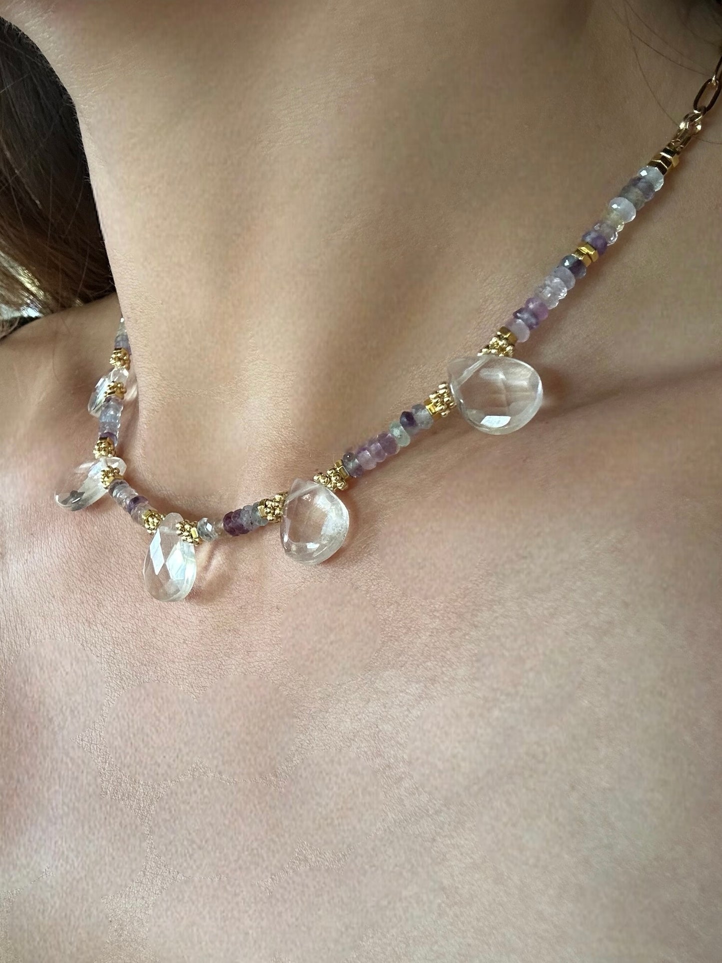 Collier Fluorite et Cristal de roche – Clarté et Harmonie