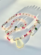 Collier Quartz Rose, Sélénite, Jade & Améthyste — Douceur, Harmonie & Sérénité
