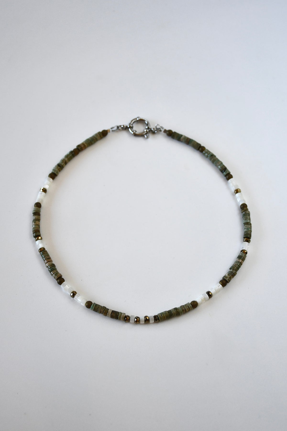 Collier Jaspe, Nacre & Pyrite