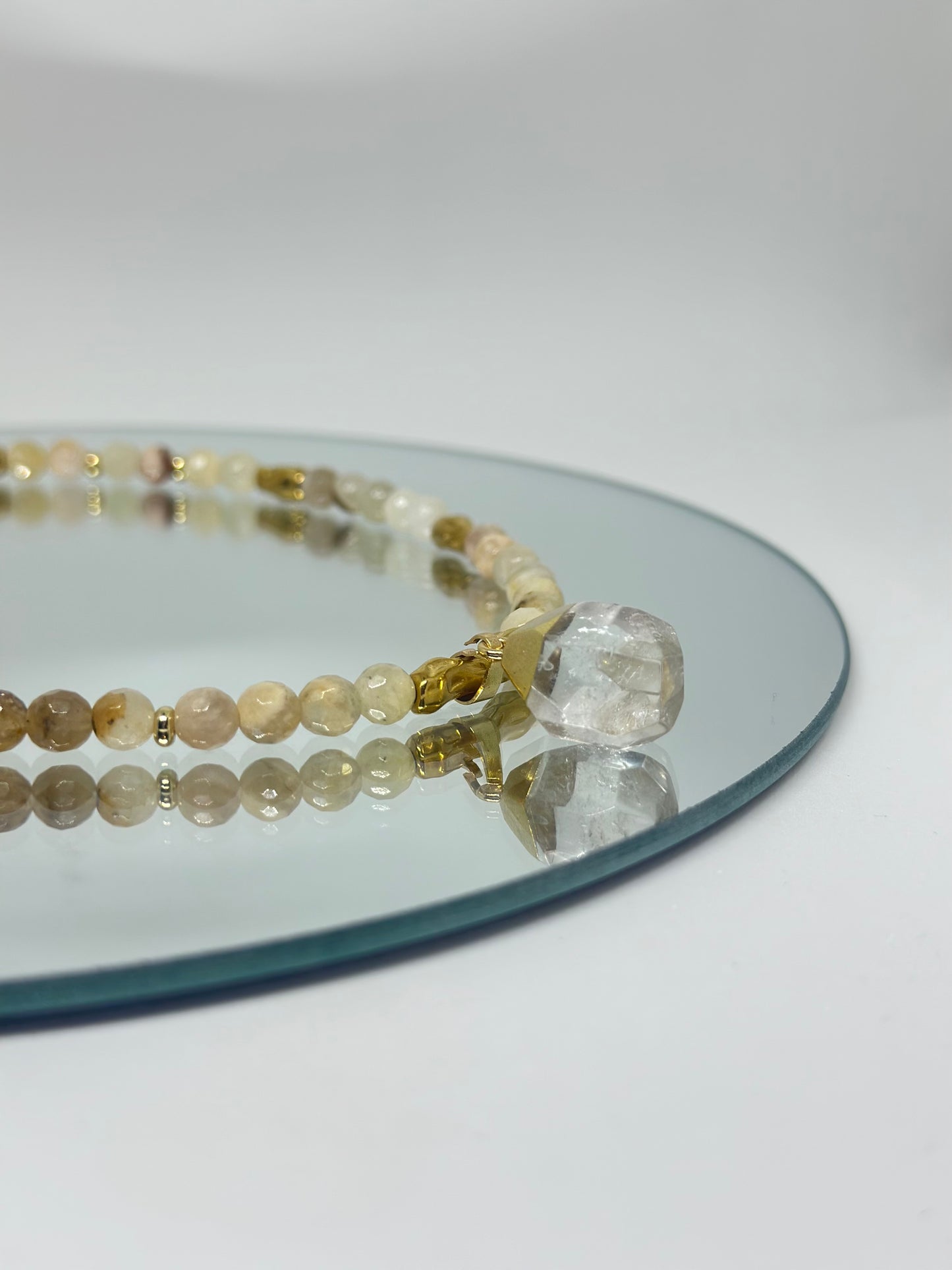 Collier harmonie – Pierre de lune Navajo et Cristal - Intuition douce et clarté vibrante