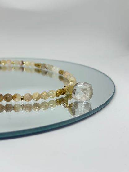 Collier harmonie – Pierre de lune Navajo et Cristal - Intuition douce et clarté vibrante