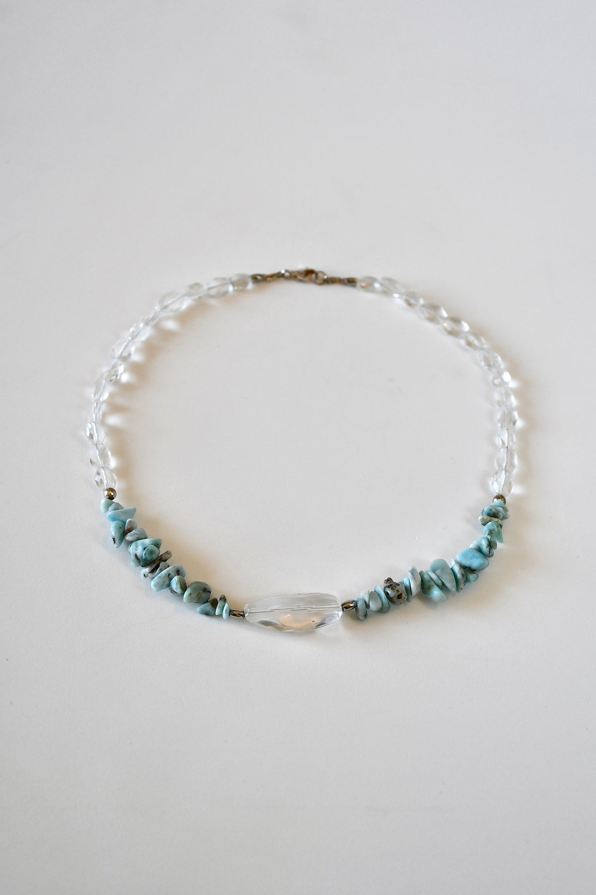 Collier Larimar & Cristal de roche
