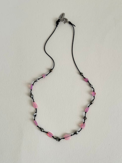 Collier Keishi & Opale sur soie