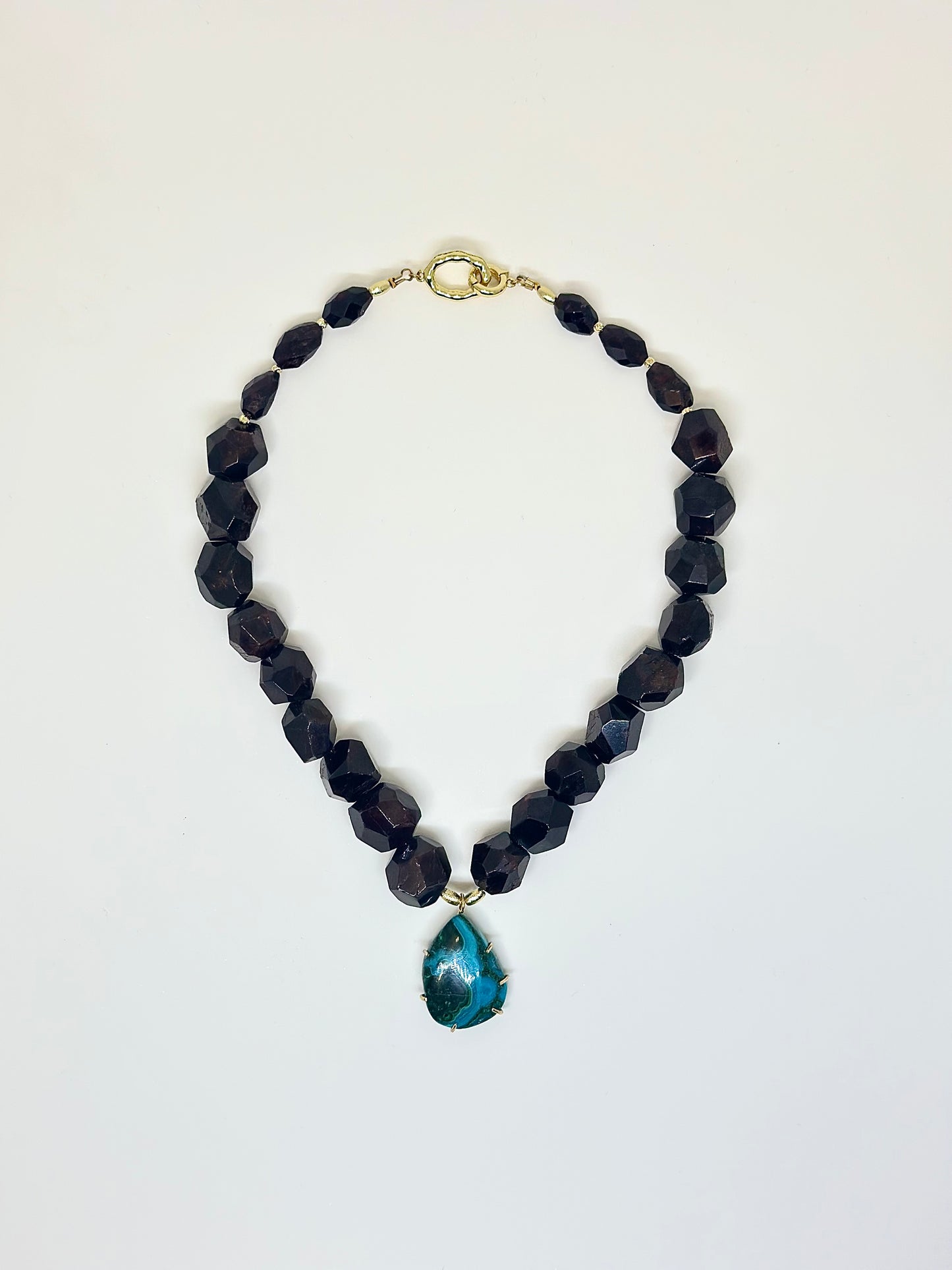 Collier Grenat & Chrysocolle/Malachite