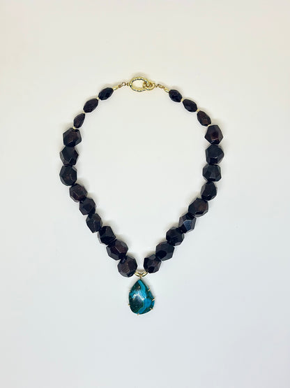 Collier Grenat & Chrysocolle/Malachite