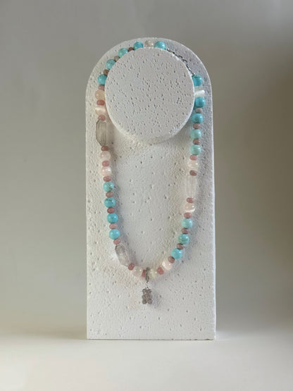 Collier Sélénite, Cristal de Roche &  Howlite — La clarté du silence