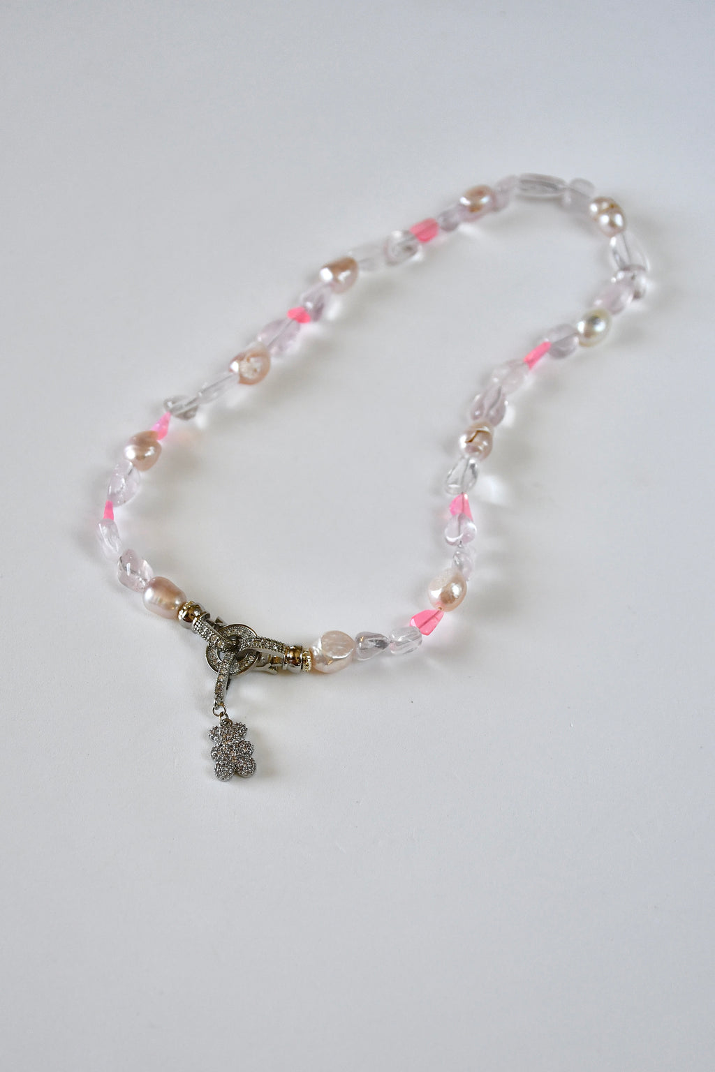 Collana Opale Etiopica, Quarzo Rosa e Perla d'acqua dolce — L'amore in luce